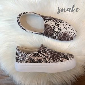 Platform Brown/ White Snake Slip On